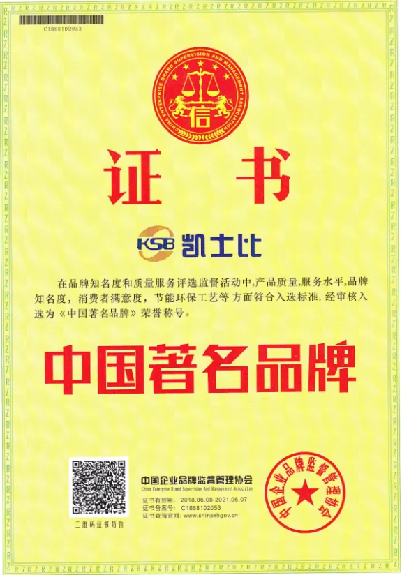 中国著名品牌证书